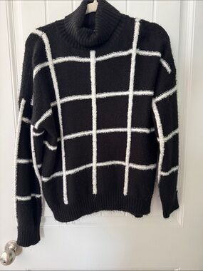 Alison Andrews Black Ribbed Turtleneck Sweater